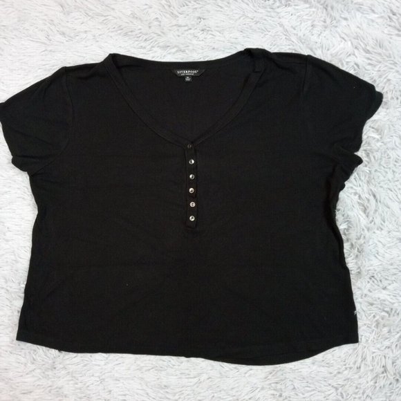 Liverpool Los Angeles Womens Shirt‎ Black XL Button Top Soft Stretch Pullover - Picture 1 of 11